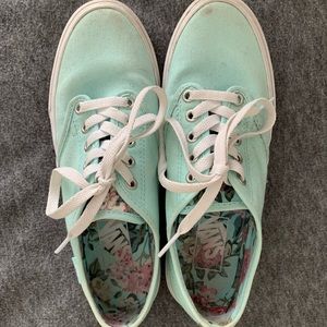 Teal VANS with Flower Detailing